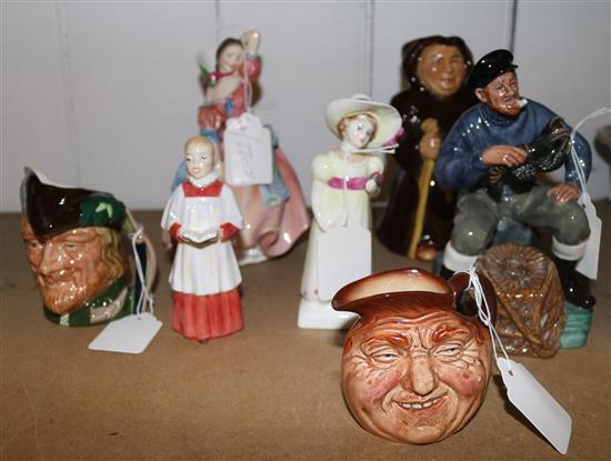 4 Doulton figures and 3 jugs